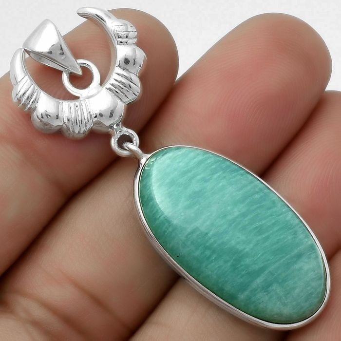 Crescent Moon - Paraiba Amazonite Pendant SDP113972 P-1232, 15x28 mm