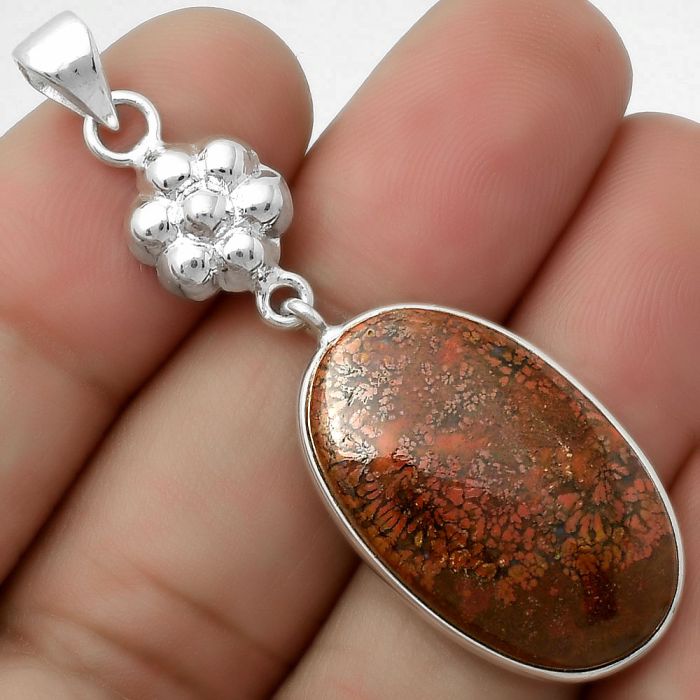 Natural Red Moss Agate Pendant SDP114004 P-1211, 16x26 mm