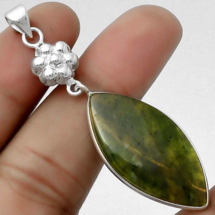 Natural Chrome Chalcedony Pendant SDP114026 P-1211, 17x33 mm