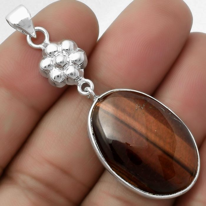 Natural Red Tiger Eye Pendant SDP114035 P-1211, 18x26 mm