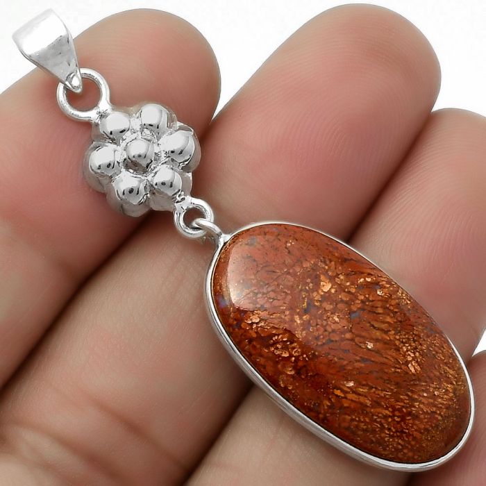 Natural Red Moss Agate Pendant SDP114043 P-1211, 15x26 mm