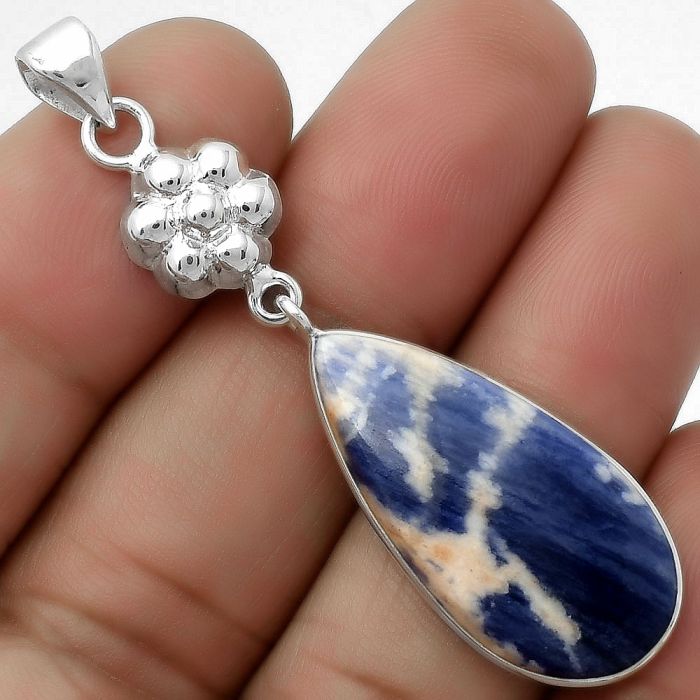 Natural Sodalite Pendant SDP114061 P-1211, 14x28 mm