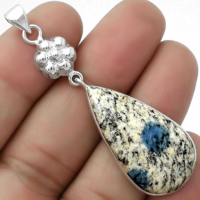 Natural K2 Blue - Azurite In Quartz Pendant SDP114078 P-1211, 17x31 mm