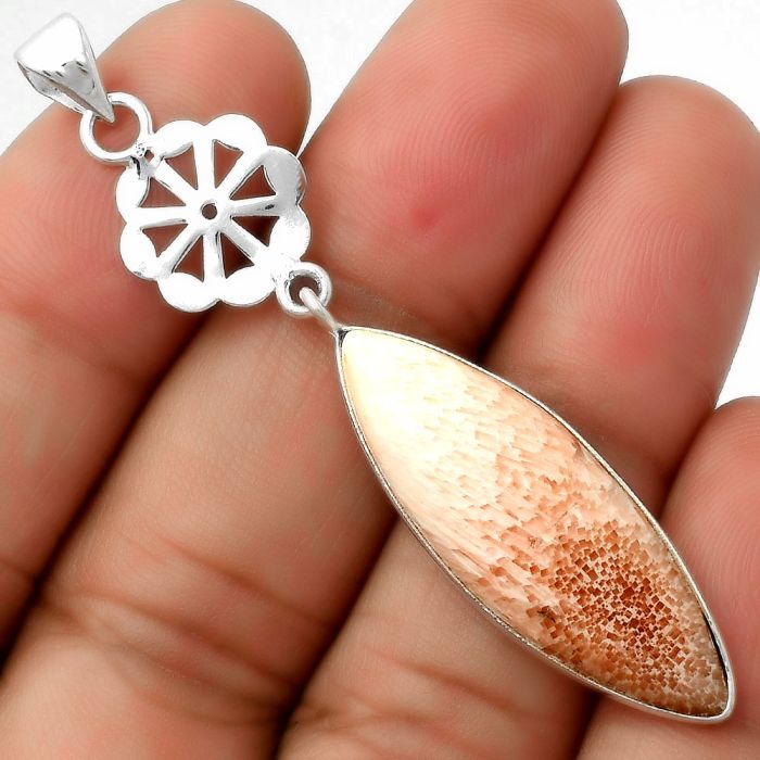 Natural Orange Scolecite - India Pendant SDP114124 P-1634, 11x33 mm