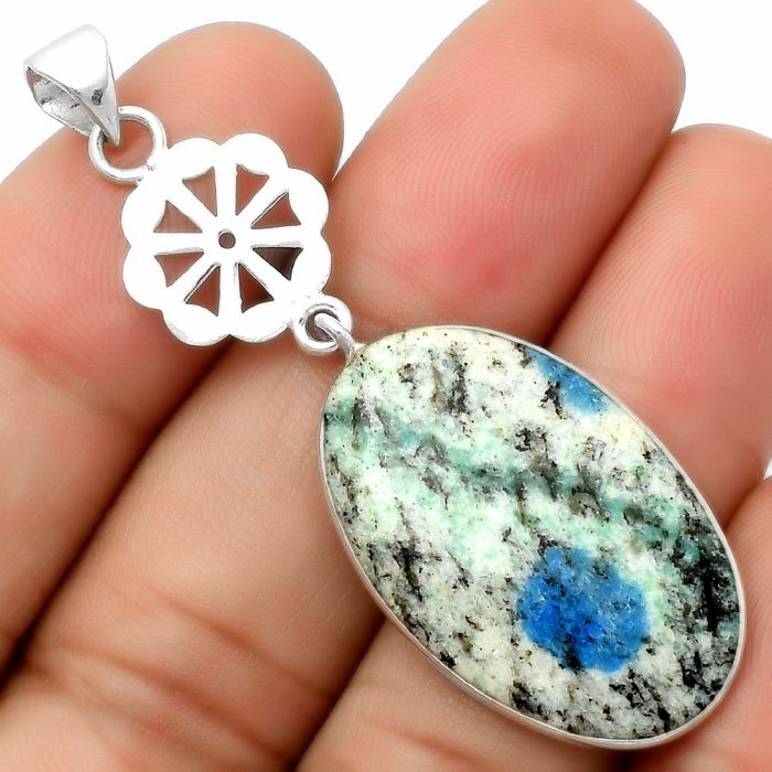 Natural K2 Blue - Azurite In Quartz Pendant SDP114131 P-1634, 18x28 mm