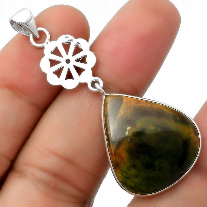 Natural Chrome Chalcedony Pendant SDP114157 P-1634, 21x25 mm