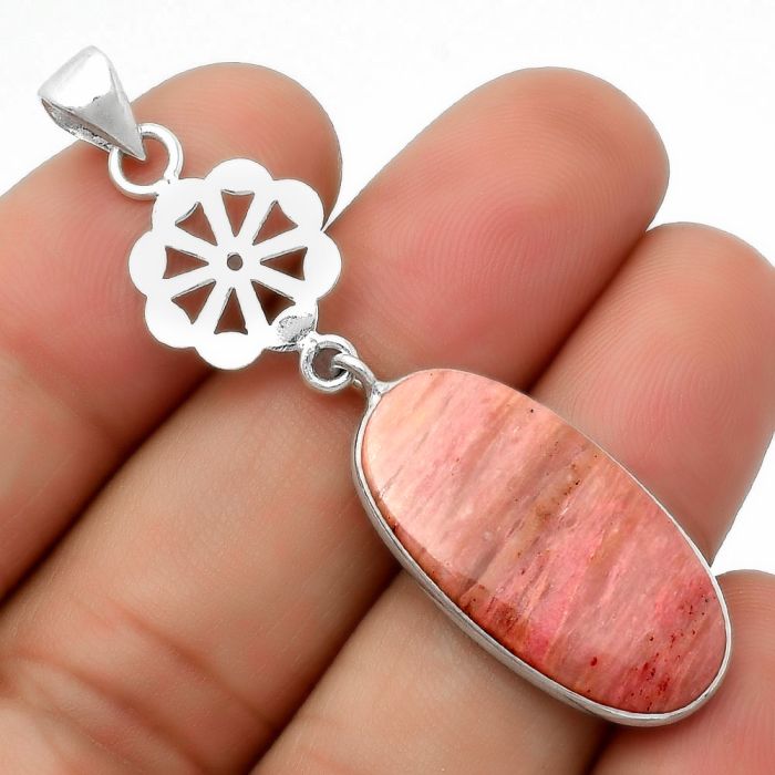 Natural Pink Tulip Quartz Pendant SDP114158 P-1634, 13x26 mm