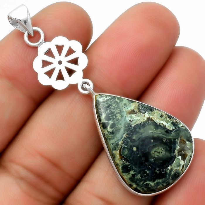 Natural Star Galaxy Jasper Pendant SDP114180 P-1634, 19x26 mm