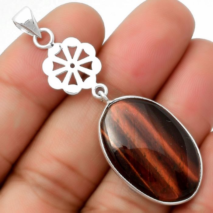 Natural Red Tiger Eye Pendant SDP114194 P-1634, 17x26 mm