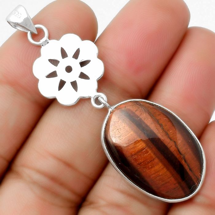 Natural Red Tiger Eye Pendant SDP114206 P-1634, 17x24 mm