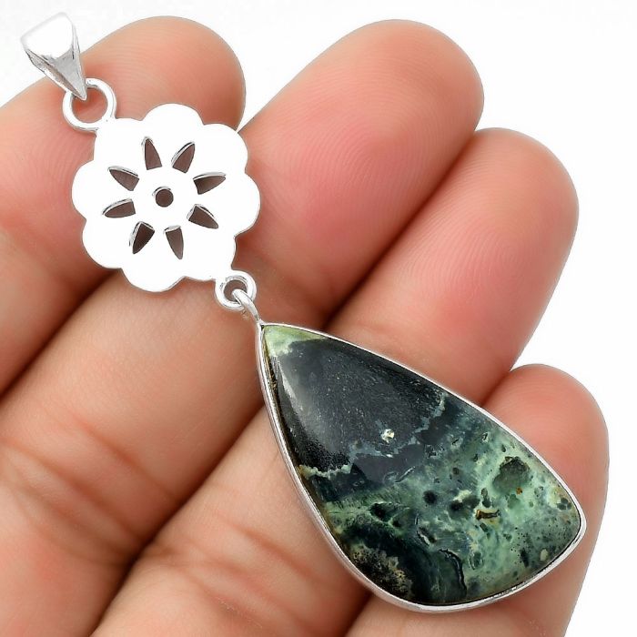 Natural Star Galaxy Jasper Pendant SDP114215 P-1634, 17x31 mm