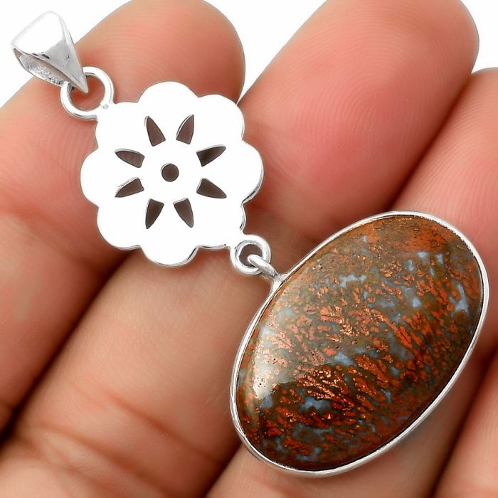 Natural Red Moss Agate Pendant SDP114237 P-1634, 16x24 mm