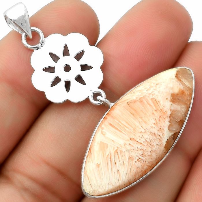 Natural Orange Scolecite - India Pendant SDP114239 P-1634, 15x34 mm