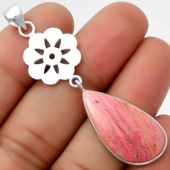 Natural Pink Tulip Quartz Pendant SDP114263 P-1634, 14x25 mm