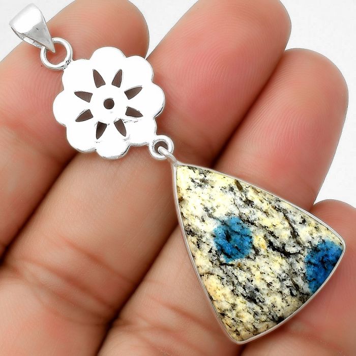 Natural K2 Blue - Azurite In Quartz Pendant SDP114268 P-1634, 20x25 mm