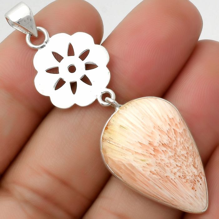 Natural Orange Scolecite - India Pendant SDP114272 P-1634, 17x25 mm