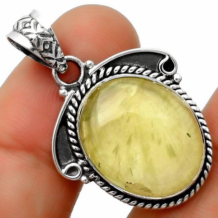 Natural Prehnite Pendant SDP114321 P-1091, 15x19 mm