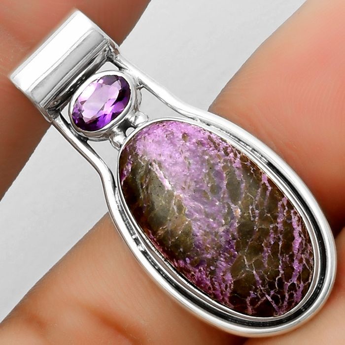 Purpurite - South Africa & Amethyst Pendant SDP114438 P-1130, 12x21 mm