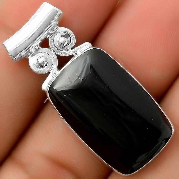 Natural Black Onyx - Brazil Pendant SDP114555 P-1597, 14x23 mm