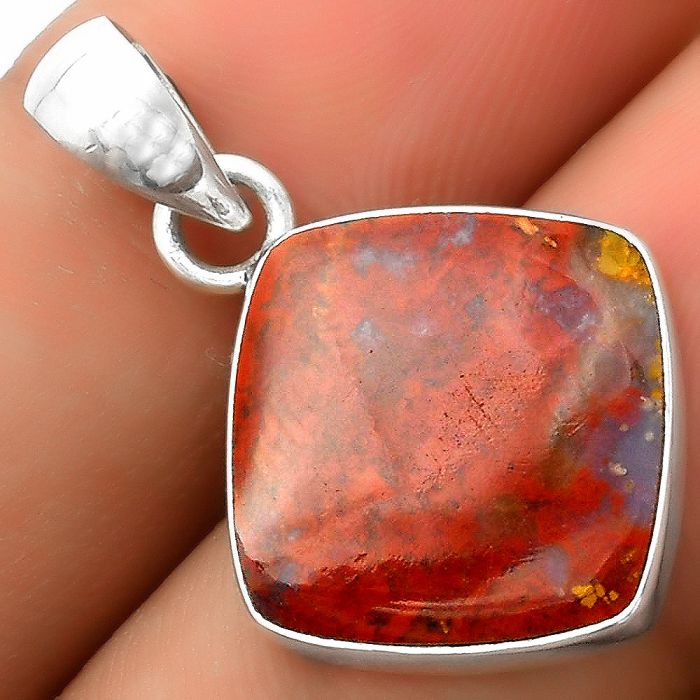 Natural Red Moss Agate Pendant SDP114556 P-1001, 16x16 mm