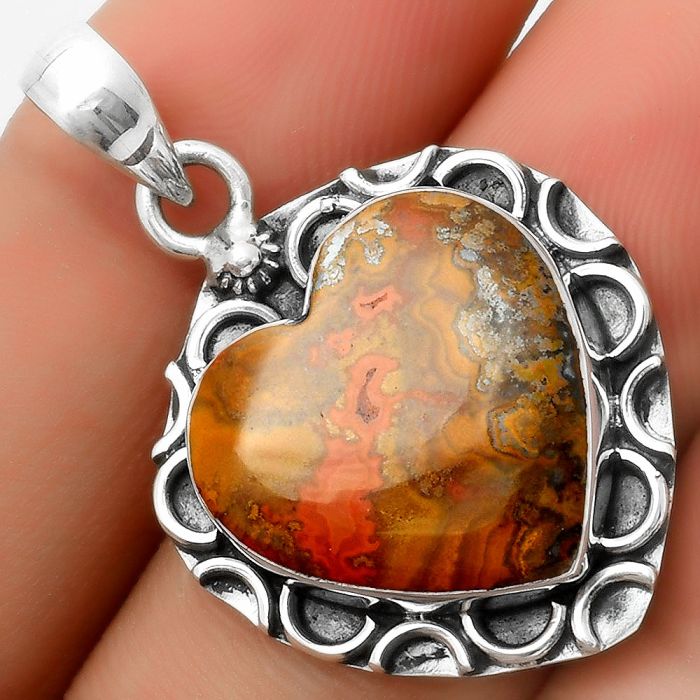 Valentine Gift Heart Natural Rare Cady Mountain Agate Pendant SDP114687 P-1242, 18x19 mm