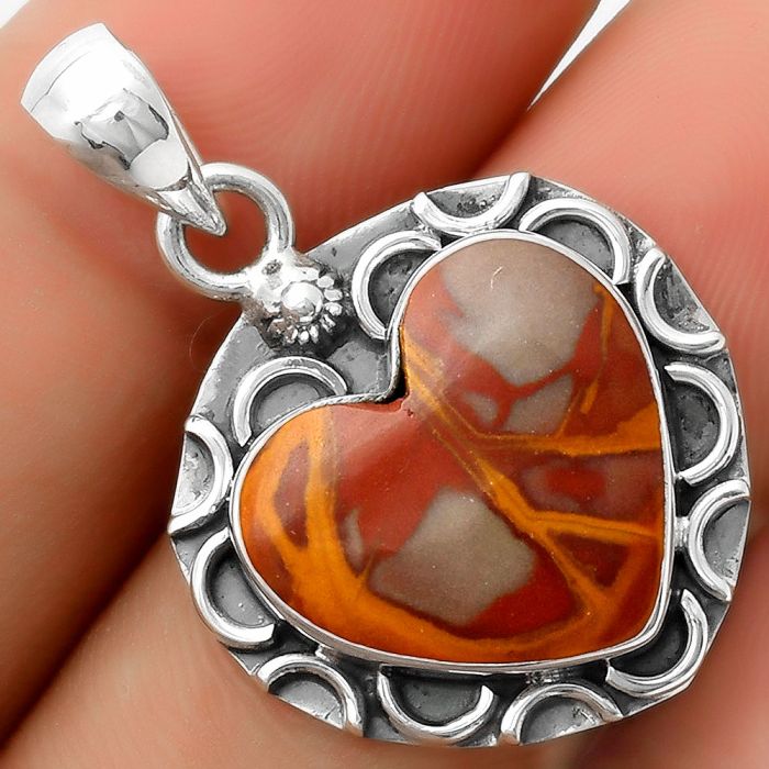 Valentine Gift Heart Natural Noreena Jasper Pendant SDP114688 P-1242, 16x17 mm