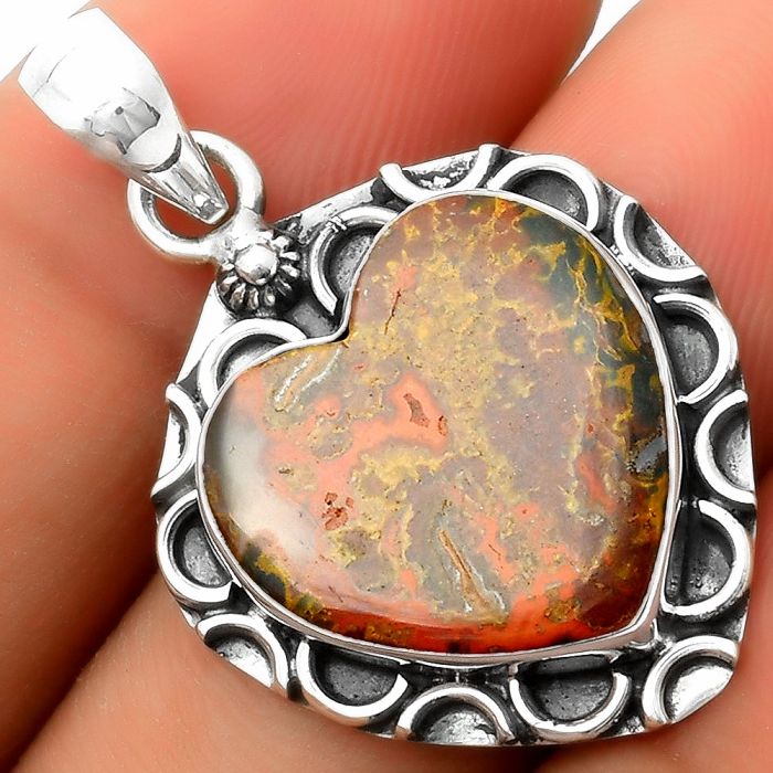 Valentine Gift Heart Natural Rare Cady Mountain Agate Pendant SDP114702 P-1242, 18x19 mm