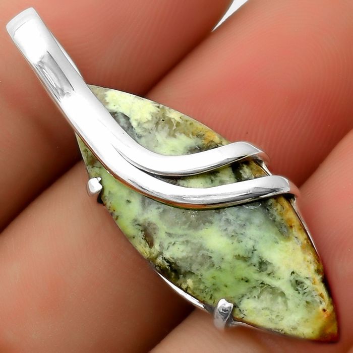 Natural Chrome Chalcedony Pendant SDP114858 P-1165, 13x32 mm