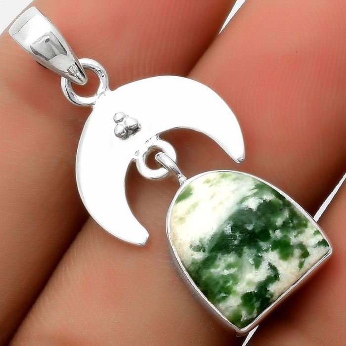 Crescent Moon - Natural Dioptase Pendant SDP114898 P-1133, 12x14 mm