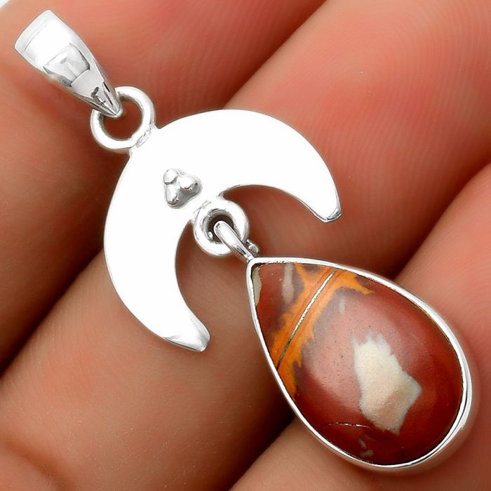 Crescent Moon - Natural Noreena Jasper Pendant SDP114903 P-1133, 11x18 mm