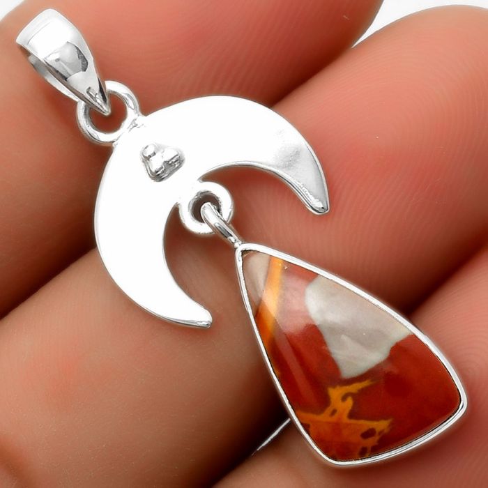 Crescent Moon - Natural Noreena Jasper Pendant SDP114905 P-1133, 11x18 mm