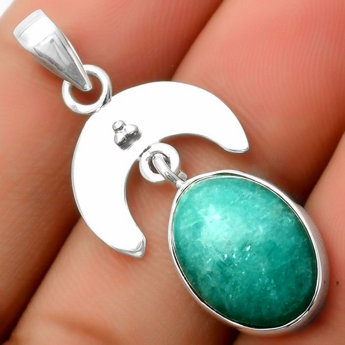 Crescent Moon - Paraiba Amazonite Pendant SDP114916 P-1133, 12x16 mm