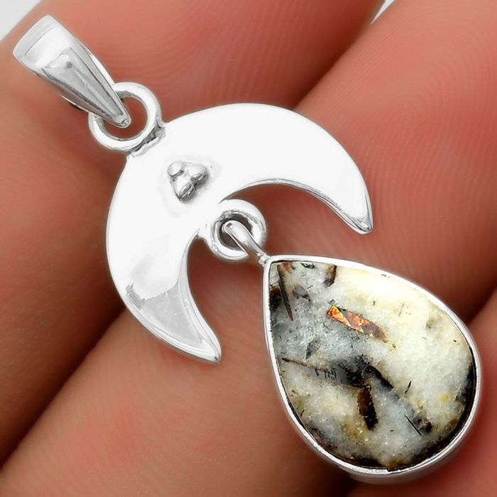 Crescent Moon - Astrophyllite - Russia Pendant SDP114920 P-1133, 11x16 mm