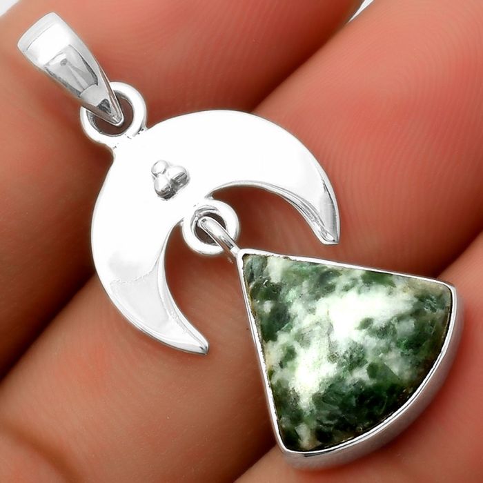 Crescent Moon - Natural Dioptase Pendant SDP114921 P-1133, 15x15 mm