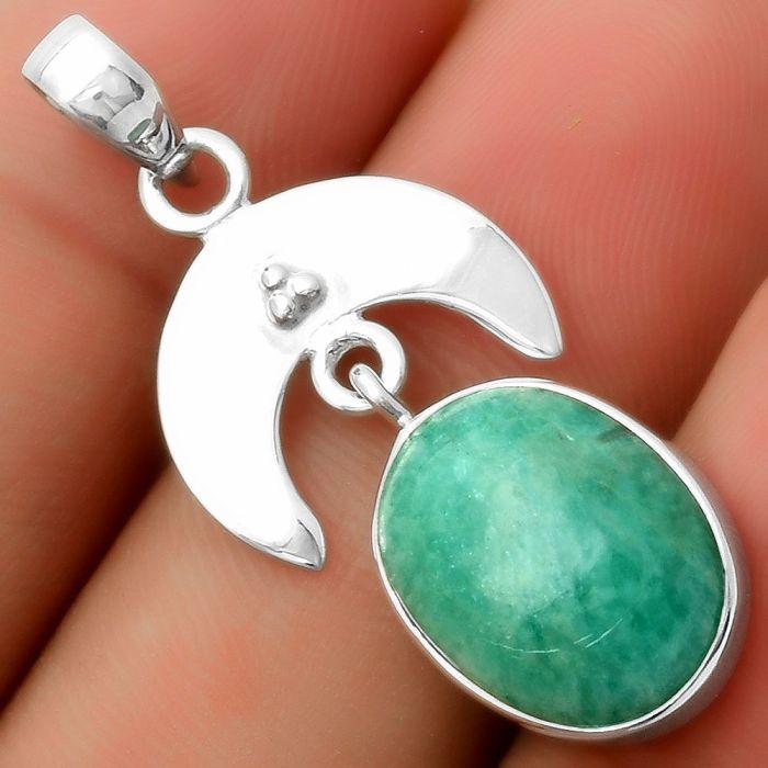 Crescent Moon - Paraiba Amazonite Pendant SDP114922 P-1133, 12x16 mm