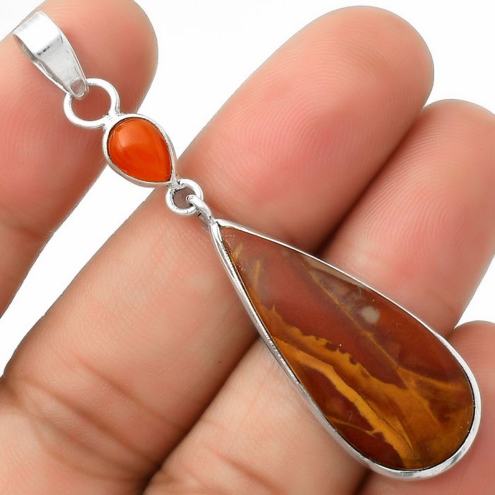 Natural Noreena Jasper & Carnelian Pendant SDP115248 P-1098, 13x31 mm