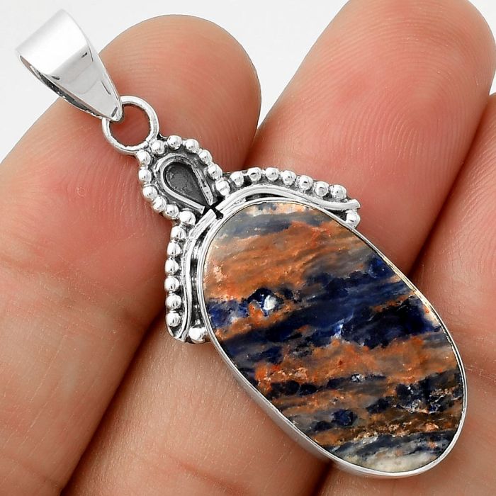 Natural Orange Sodalite Pendant SDP115262 P-1092, 14x25 mm