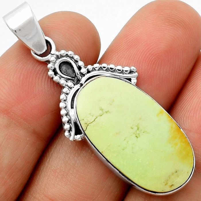 Natural Lemon Chrysocolla - Brazil Pendant SDP115267 P-1092, 14x25 mm