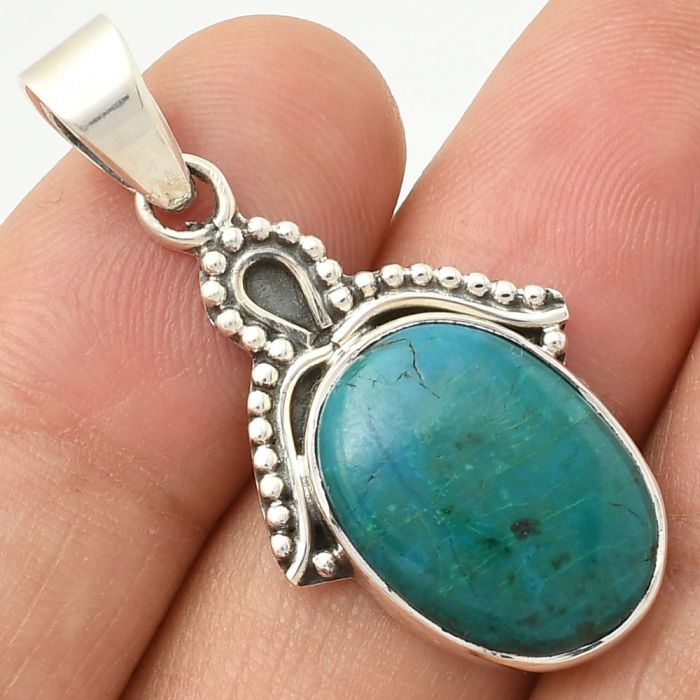 Natural Azurite Chrysocolla Pendant SDP115276 P-1092, 13x18 mm