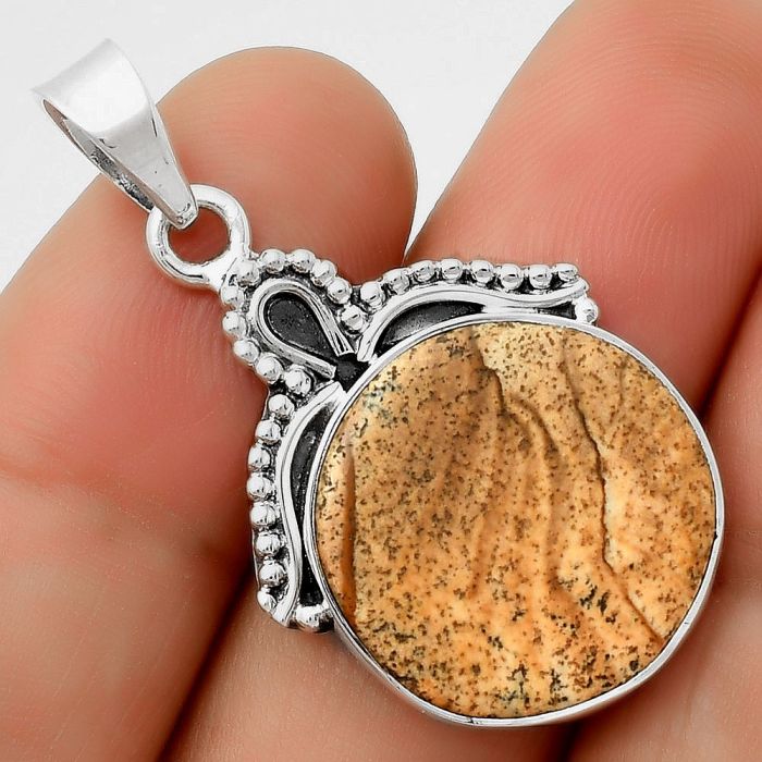 Natural Picture Jasper Pendant SDP115282 P-1092, 19x19 mm