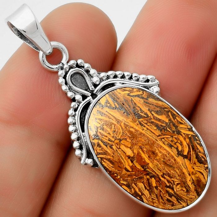 Natural Coquina Fossil Jasper - India Pendant SDP115286 P-1092, 15x23 mm