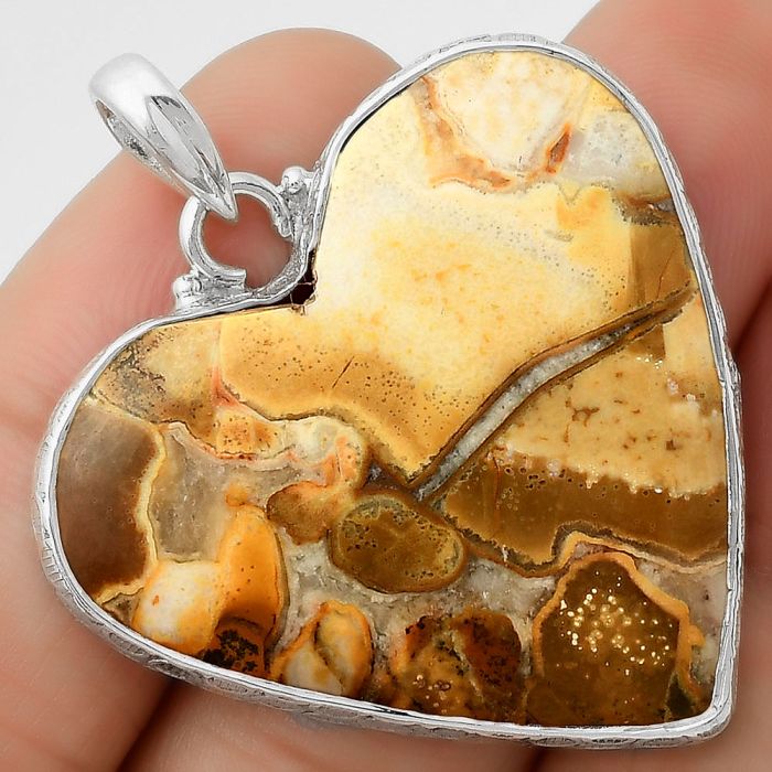 Valentine Gift Heart Natural Cobra Jasper Pendant SDP115295 P-1043, 34x35 mm