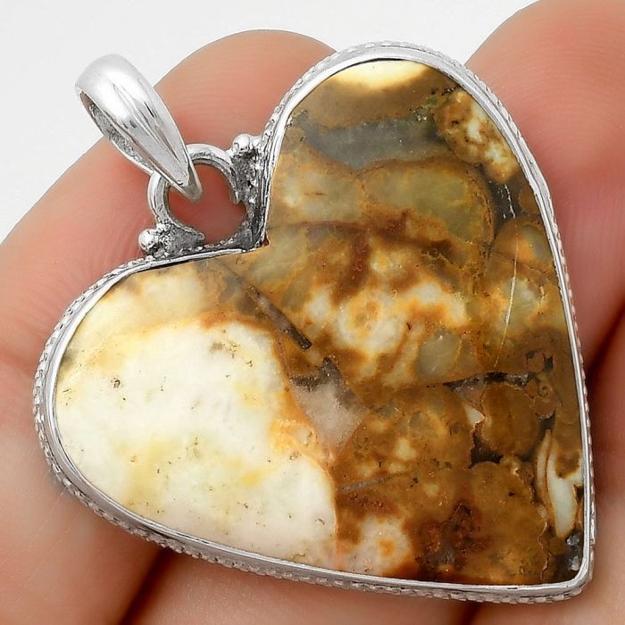 Valentine Gift Heart Natural Cobra Jasper Pendant SDP115297 P-1043, 30x31 mm