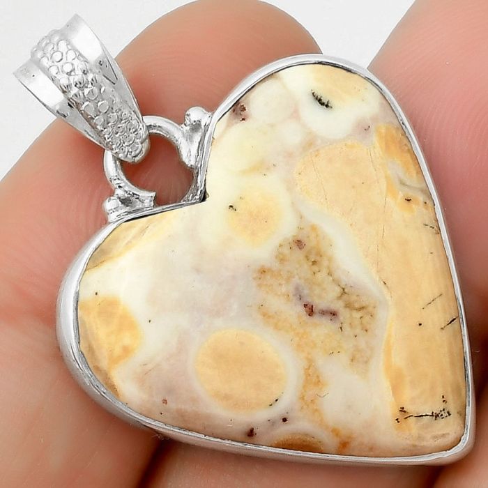 Valentine Gift Heart Natural Cobra Jasper Pendant SDP115299 P-1043, 24x25 mm