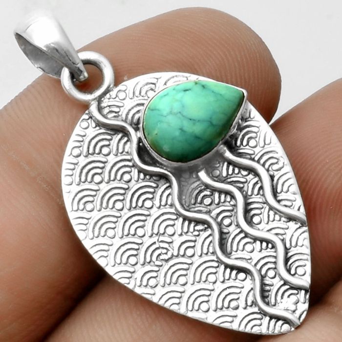 Natural Turquoise Magnesite Pendant SDP115607 P-1267, 7x9 mm