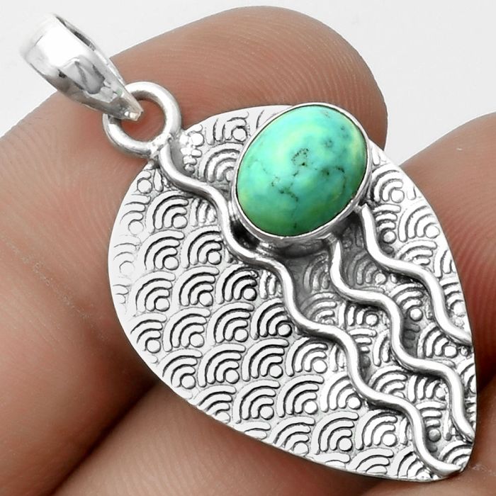 Natural Turquoise Magnesite Pendant SDP115620 P-1267, 7x9 mm