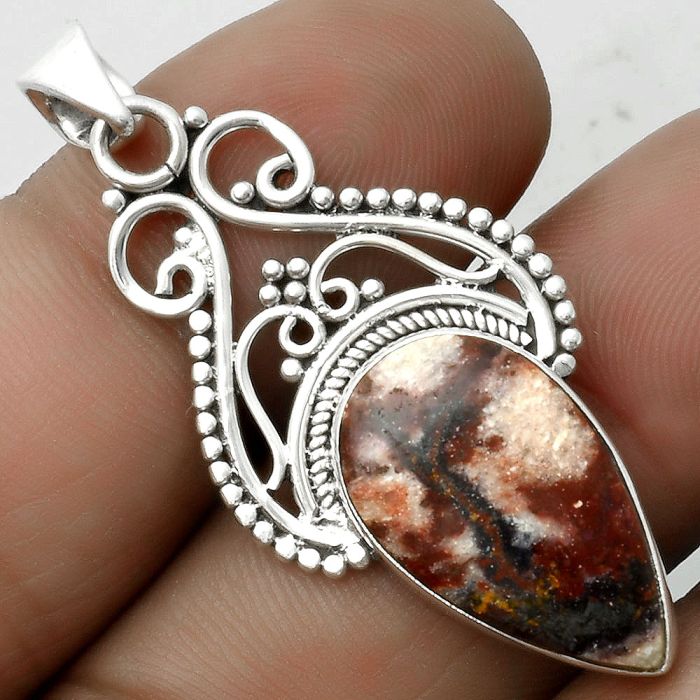 Natural Indian Blanket Jasper Pendant SDP115780 P-1541, 12x21 mm