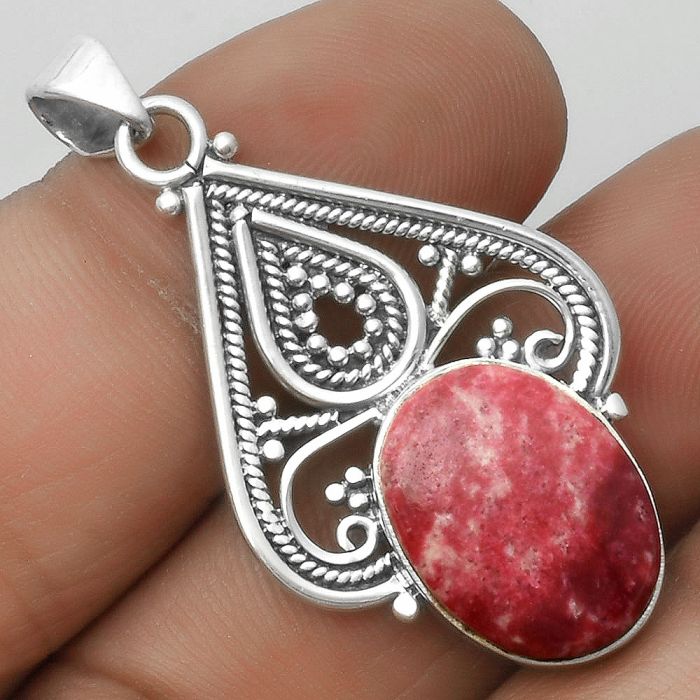 Natural Pink Thulite - Norway Pendant SDP115810 P-1541, 13x17 mm