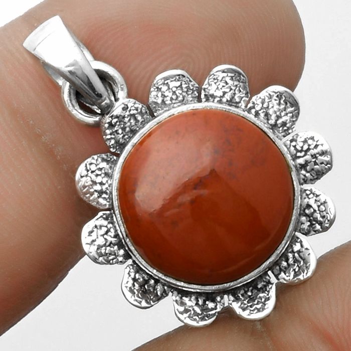 Natural Red Moss Agate Pendant SDP115947 P-1205, 14x14 mm