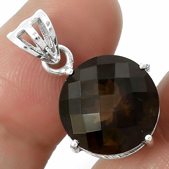 Faceted Natural Smoky Quartz - Brazil Pendant SDP116354 P-1013, 14x14 mm